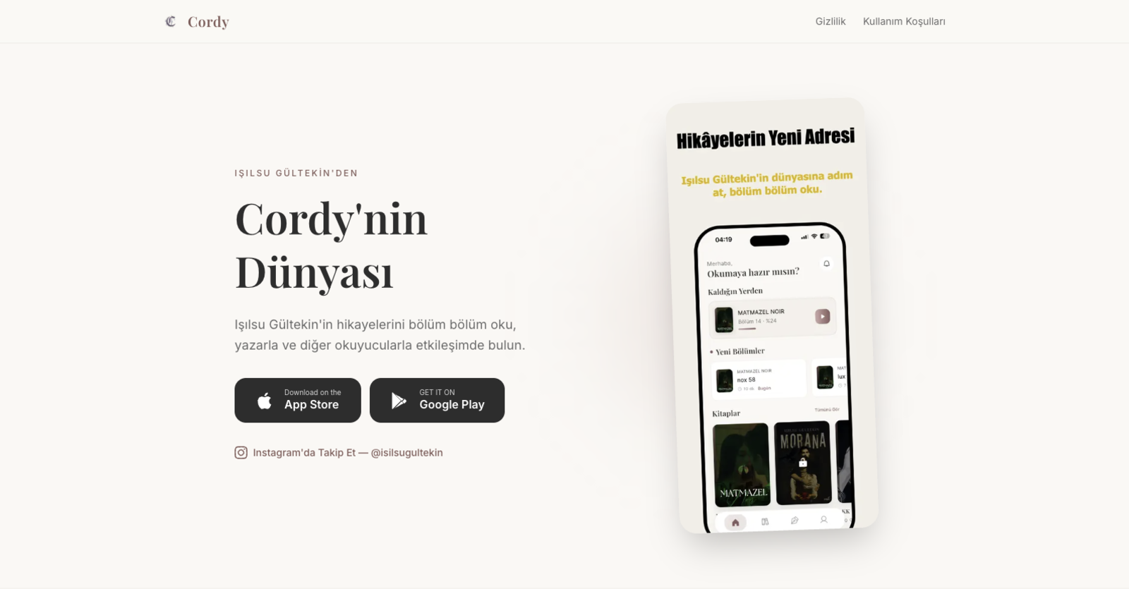 Cordy — mobil okuma uygulaması